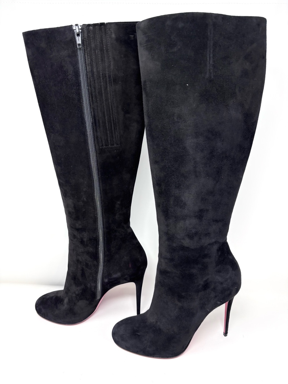 Christian Louboutin Fifi Botta 100 Black Suede Knee-High Heel Boots size 39 EU